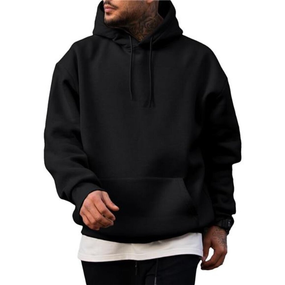 Mens Casual Cotton Hooded Collar Drawstring Hoodies Pullover Sweatshirts - Picture 1 of 7